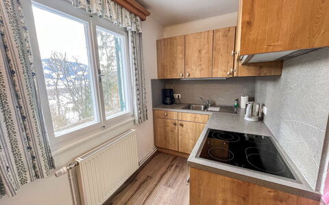 Landhaus Grüne Oase: Cabinetry, Countertop, Wood, Building, Window, Kitchen Stove, Kitchen Sink, Interior Design, Kitchen, Flooring