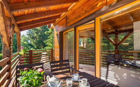 Bila Retreat with Pool: Building, Property, Plant, Window, Flowerpot, Porch, Tableware, Wood, Shade, Interior Design