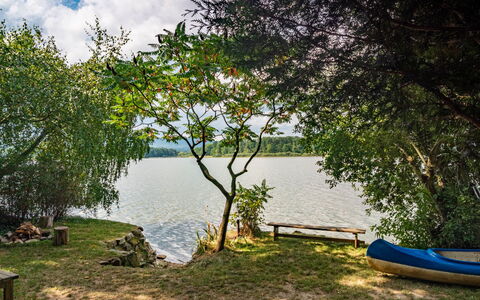 Pondside Retreat & Canoe: Cloud, Water, Plant, Sky, Water Resources, Boat, Natural Landscape, Tree, Lake