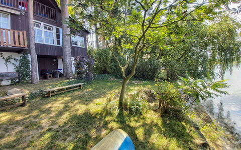 Pondside Retreat & Canoe: Plant, Building, Window, Plant Community, Tree, Vegetation, Shade, Sunlight, Grass, Biome