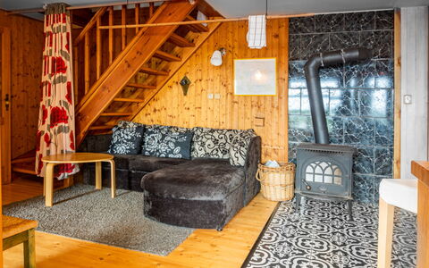 Pondside Retreat & Canoe: Property, Furniture, Wood, Couch, Building, Interior Design, Floor, Living Room, Flooring, House