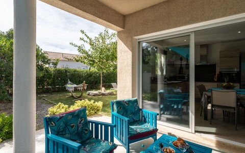 Villa Marie-Jo: Furniture, Property, Plant, Chair, Table, Azure, Couch, Interior Design, Sky, Architecture