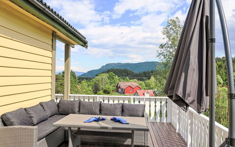 Gule Huset: Sky, Cloud, Building, Plant, Wood, Tree, Shade, Interior Design, Couch, Outdoor Furniture