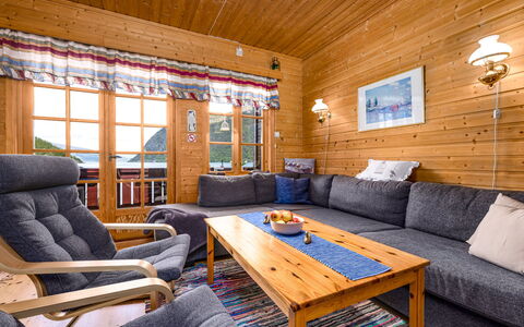 Krokeggi: Wood, Furniture, House, Floor, Flooring, Home, Cottage, Ceiling, Living Room, Wood Stain