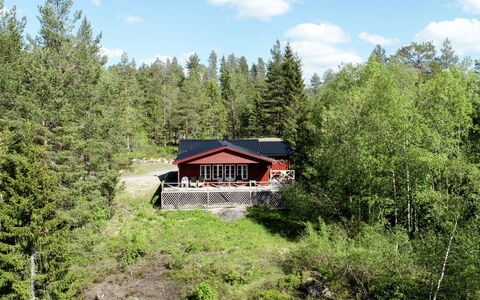 Hustjønn: Plant, Sky, Cloud, Natural Landscape, Tree, Building, Land Lot, House, Larch, Evergreen