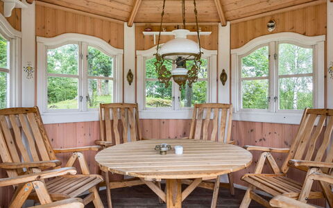 Hökagården: Table, Furniture, Window, Plant, Chair, Building, Wood, Interior Design, Outdoor Furniture, Wood Stain
