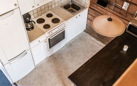 Skärvudde Torpet: Cabinetry, Countertop, Property, Kitchen Stove, Kitchen, Wood, Flooring, Floor, Cooktop, Wood Stain