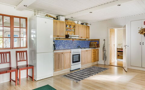 Ängasjö Ekbacken: Cabinetry, Kitchen, Wood, Window, Interior Design, Lighting, Flooring, Floor, Hall, Living Room