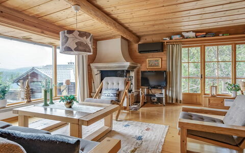 Korpstigen Älgen: Property, Furniture, Table, Couch, Wood, Interior Design, Living Room, Beam, Floor, Real Estate