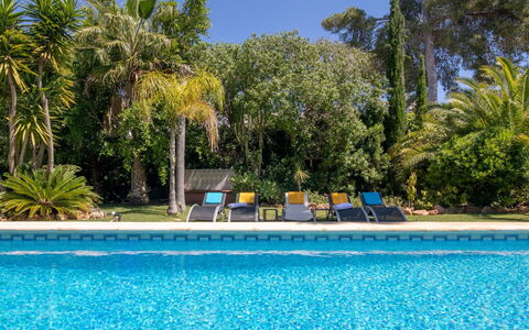 Villa Adelfa: Water, Plant, Sky, Property, Swimming Pool, Azure, Natural Landscape, Tree, Vegetation, Coastal And Oceanic Landforms