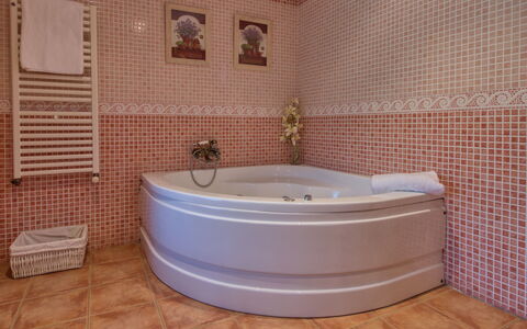 Villa Adelfa: Bathroom, Bathtub, Tile, Property, Room, Floor, Jacuzzi, Wall, Plumbing Fixture, Interior Design