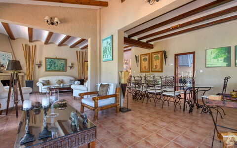 Villa Adelfa: Picture Frame, Wood, Table, Hall, Architecture, Interior Design, Living Room, Floor, Flooring, Chair