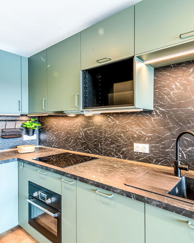 Le Hameau de Tovière: Kitchen, Countertop, Kitchen Appliance, Cabinetry, Major Appliance, Interior Design, Wood, Flooring, Kitchen Stove, Home Appliance