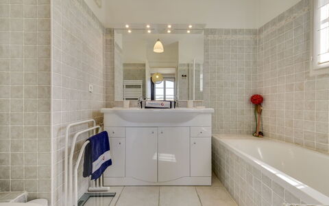 Grimaud 202: Bathroom, Tile, Room, Property, Interior Design, Floor, Architecture, Building, Ceiling, Real Estate