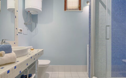 Country House D&D: Property, Plumbing Fixture, Mirror, Blue, Bathroom, Purple, Interior Design, Sink, Floor, Line