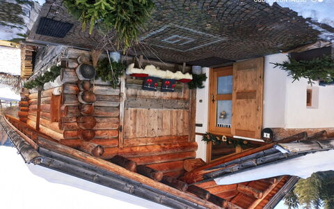Chalet Baita Tabià Dolomites: Building, Wood, House, Roof, Leisure, Facade, Slope, Tree, Window