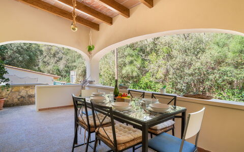 Cala Santanyí Beach House Jm: Furniture, Interior Design, Ceiling, Flooring, Kitchen & Dining Room Table, Table, Floor, Chair, Room, Dining Room