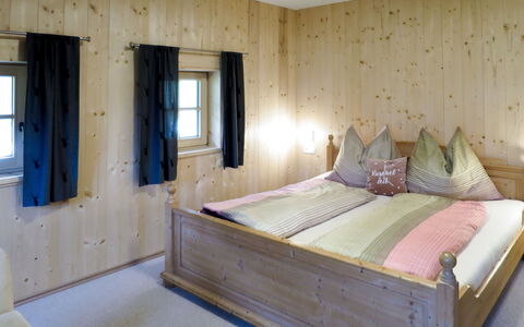 Alm Chalet: Bedroom, Furniture, Bed, Room, Property, Mattress, Bed Frame, Bed Sheet, Interior Design, Floor