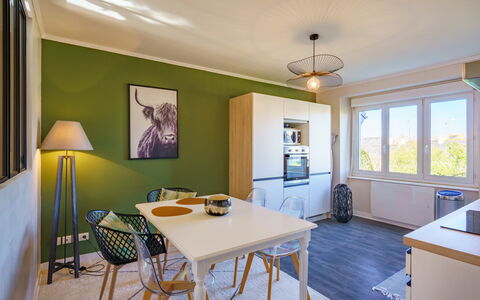 Ty Ael: Table, Property, Cabinetry, Chair, Wood, Window, Lighting, Interior Design, Floor, Flooring