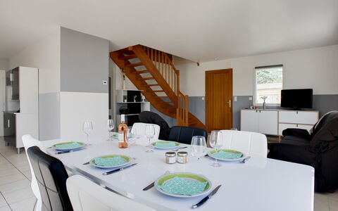 Maison de Kerfilly: Property, Room, Furniture, Interior Design, Building, House, Table, Dining Room, Real Estate, Home