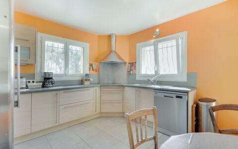 La Colle du Turc: Room, Property, Furniture, Kitchen, Yellow, Floor, Building, Interior Design, Cabinetry, Countertop
