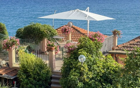 Terrazzo sul Mare: Blue, Sea, Umbrella, Summer, Flowerpot, Ocean, Coastal And Oceanic Landforms, Shade, Coast