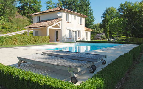Lapeyriere: Building, Sky, Plant, Window, Tree, Swimming Pool, House, Shade, Land Lot, Grass