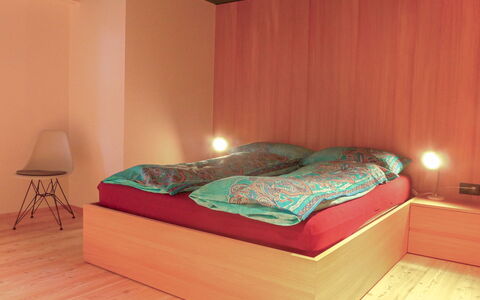 Armina: Wood, Bedroom, Interior Design, Flooring, Floor, Orange, Pink, Bed, Brown, Bed Sheet