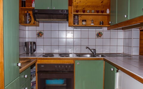 Blue: Cabinetry, Countertop, Kitchen Sink, Furniture, Property, Tap, Kitchen Stove, Sink, Kitchen, Building