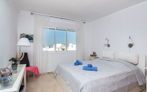 Carmen Vistamar: Bedroom, Room, Property, Bed, Furniture, Bed Sheet, Bed Frame, Interior Design, Building, Wall