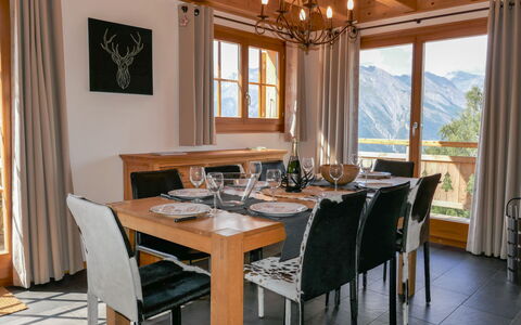 Nendaz 635: Room, Dining Room, Furniture, Property, Building, Interior Design, Table, House, Kitchen & Dining Room Table, Real Estate