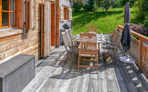 Nendaz 635: Building, Window, Plant, Road Surface, Chair, Wood, Tree, House, Flooring, Porch