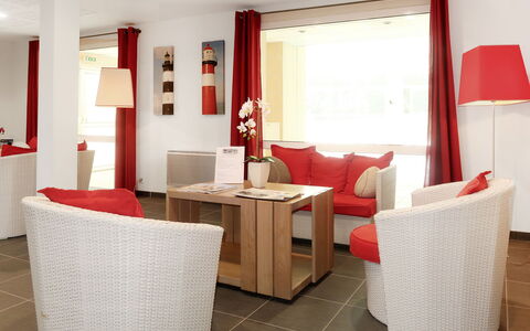 Frehel Cap Frehel 649: Room, Property, Interior Design, Furniture, Red, Table, Curtain, Floor, Dining Room, Living Room