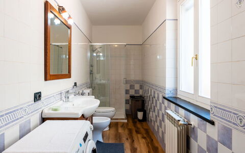 Samuele: Flooring, Floor, Plumbing Fixture, Interior Design, Bathroom, Plumbing, Tile, Ceiling, Sink, Tap