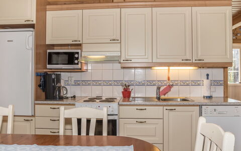 Koskelo: Kitchen, Furniture, Countertop, Cabinetry, Interior Design, Kitchen Appliance, Flooring, Wood, Floor, Major Appliance