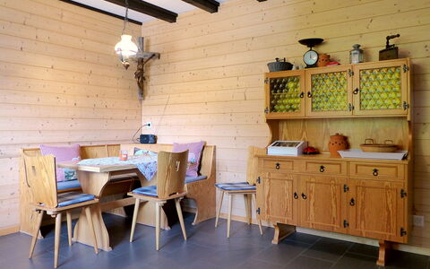 Chalet Ninette: Furniture, Property, Table, Building, Wood, Interior Design, Shelf, Shelving, Flooring, Floor