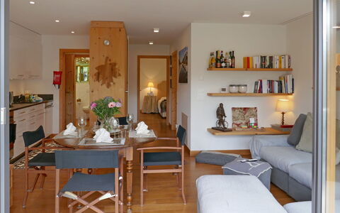 Samedan 7: Room, Furniture, Interior Design, Property, Building, Ceiling, Table, Dining Room, Living Room, Lighting