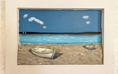 Gollwitz (Insel Poel) 110: Picture Frame, Sea, Ocean, Coast, Watercraft, Shore, Paint, Boat, Sand