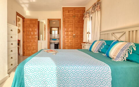 Isabelle: Bedroom, Furniture, Room, Bed Sheet, Bed, Property, Bedding, Blue, Turquoise, Bed Frame