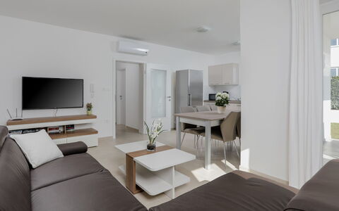 Villa Tonka: Living Room, Furniture, Room, Interior Design, Property, White, Floor, Building, Table, House