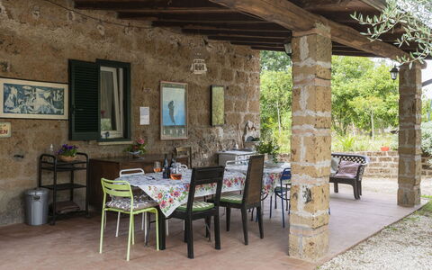 Casale ai Noccioli (Lvc165): Table, Plant, Furniture, Wood, Shade, Window, Chair, Interior Design, Tree, Building