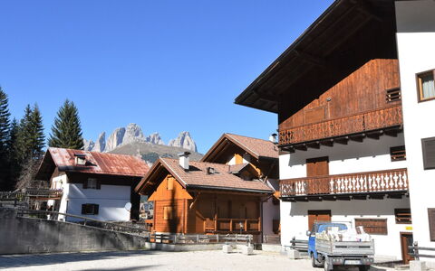 Canazei 510: Property, Architecture, Building, House, Town, Sky, Roof, Real Estate, Mountain, Home