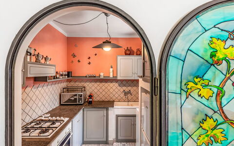 Casale di Befania: Interior Design, Kitchen, Flooring, Lighting, Floor, Countertop, Ceiling, Furniture, Room, Plumbing Fixture