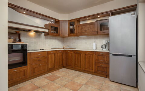 Villa Asi: Property, Room, Furniture, Cabinetry, Kitchen, Building, Countertop, Floor, Interior Design, Tile
