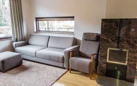 Villa Ylläs 302: Furniture, Flooring, Wood, Interior Design, Floor, Living Room, Couch, Room, Apartment, Home