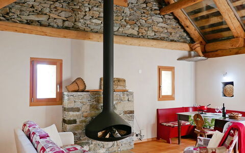 Rustico Andrea: Room, Property, Interior Design, House, Building, Furniture, Ceiling, Wall, Fireplace, Living Room