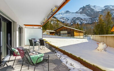 Kandersteg 420: Property, Furniture, Sky, Window, Building, Shade, Mountain, Architecture, Wood, Chair