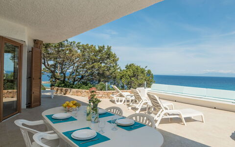 Sa Murta: Water, Sky, Furniture, Table, Property, Plant, Building, Azure, Chair, Seaside Resort