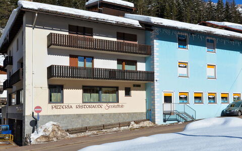 Canazei 620: Building, Window, Door, Tree, Snow, House, Slope, Wood, Real Estate, Facade