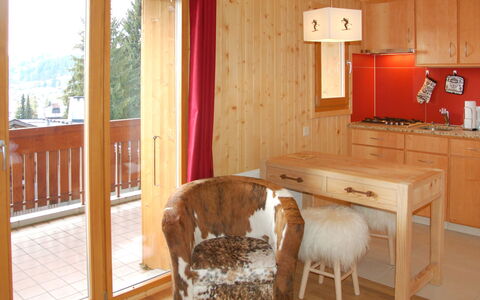 Villars 877: Room, Furniture, Property, Interior Design, Building, Floor, House, Dining Room, Table, Wood Stain